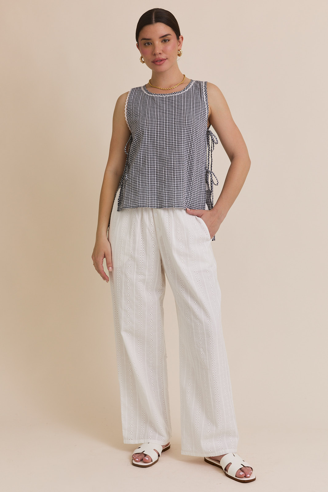 Hannah Side Tie Gingham Top (FINAL SALE)